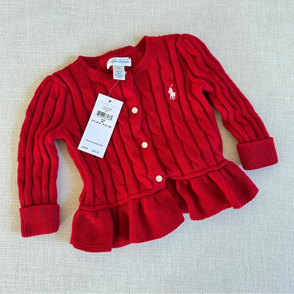 Ralph Lauren Cable Knit Baby Sweater - 9M